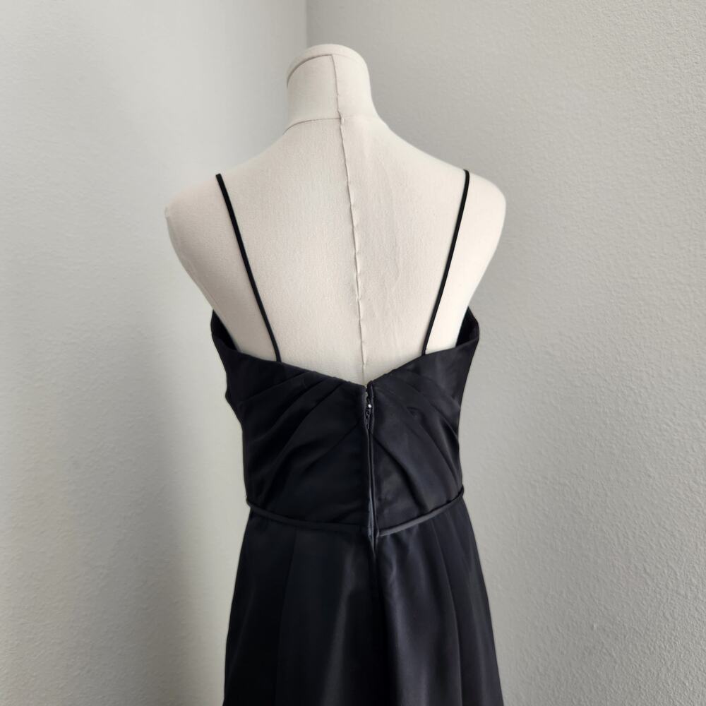 Morilee by Madeline Gardner Black Satin Mermaid Gown V Neck Maxi Dress M - Picture 8 of 14